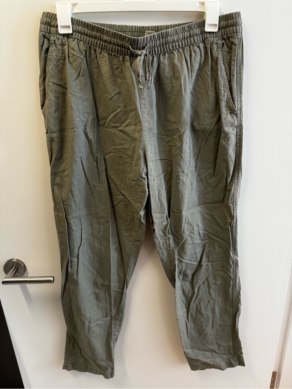 H&M Linen Olive Drawstring Casual Pants